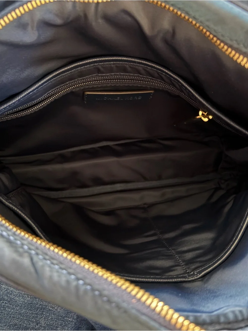 Michael Kors Navy Messenger Bag with Gold Hardware